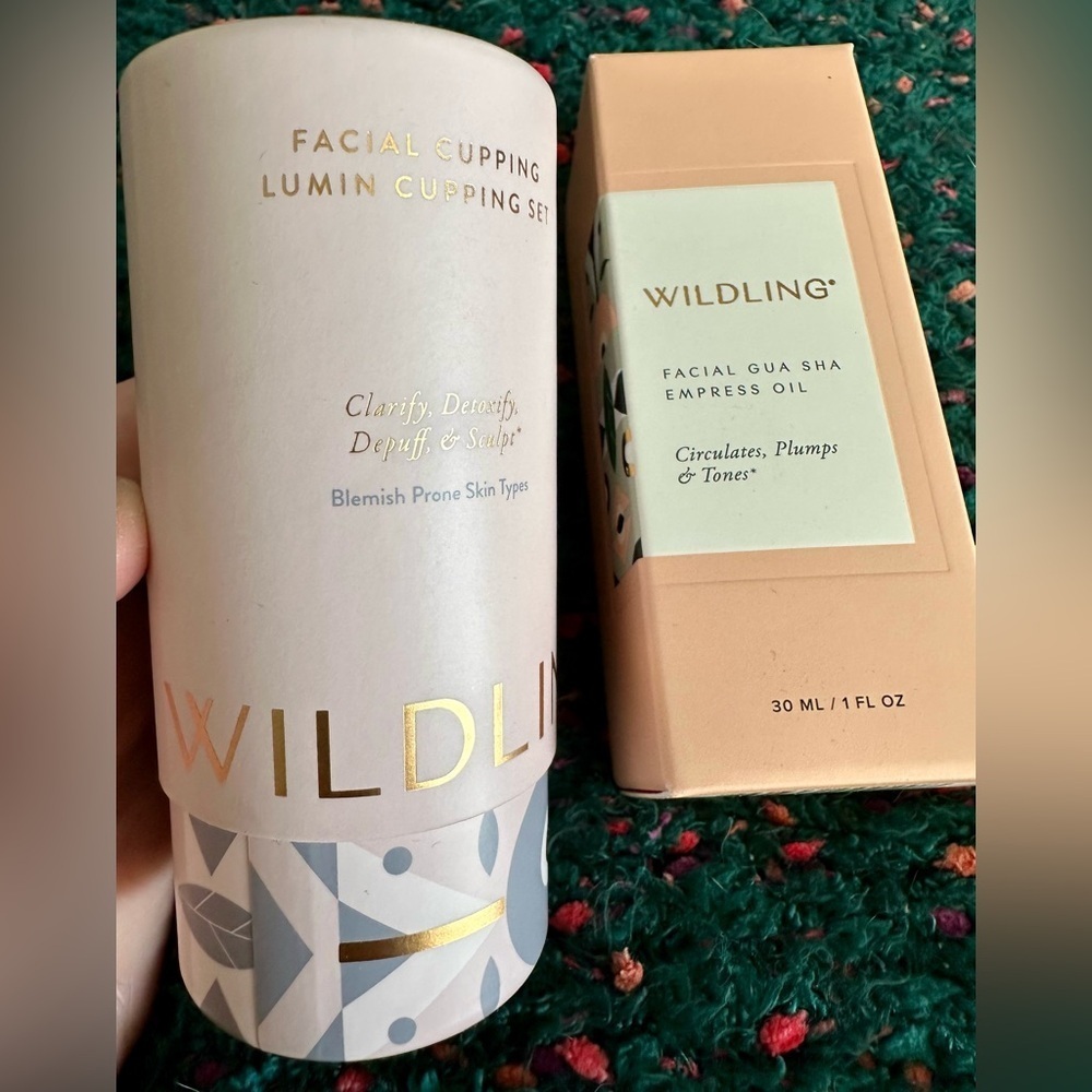 Wildling NWT Facial Cupping Set (2) & Lumin 3-in-One Oil